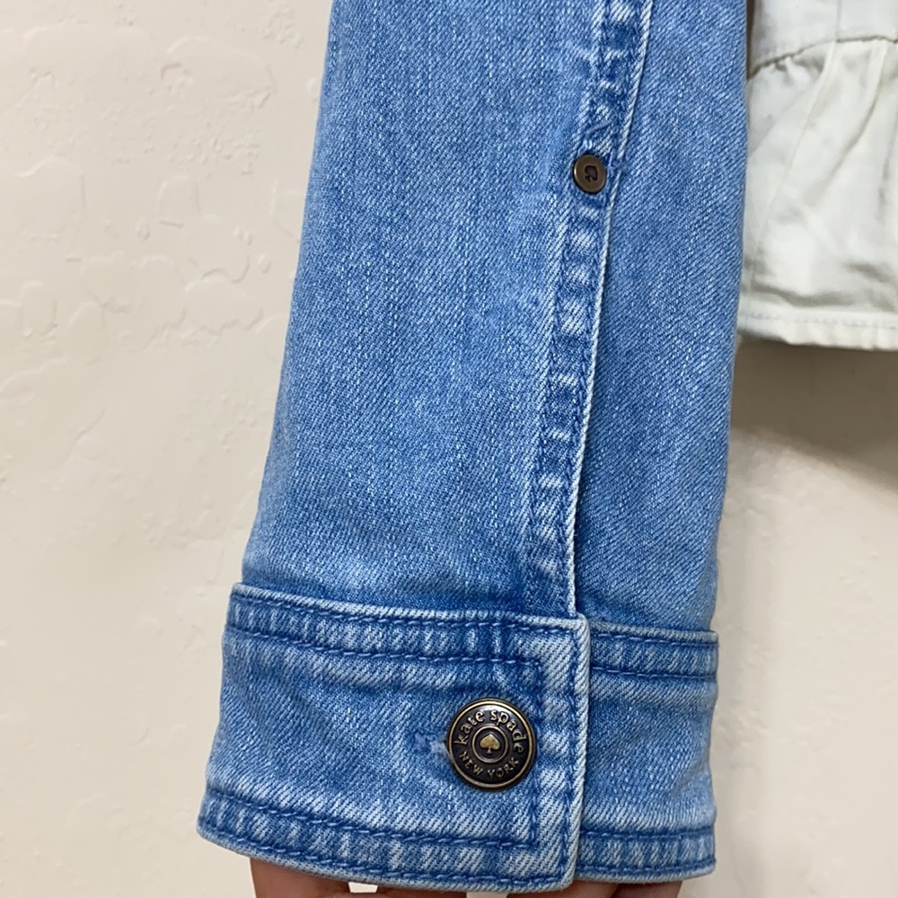 Kate Spade denim jacket dip dye peplum ruffle style size large - Picture 7 of 15